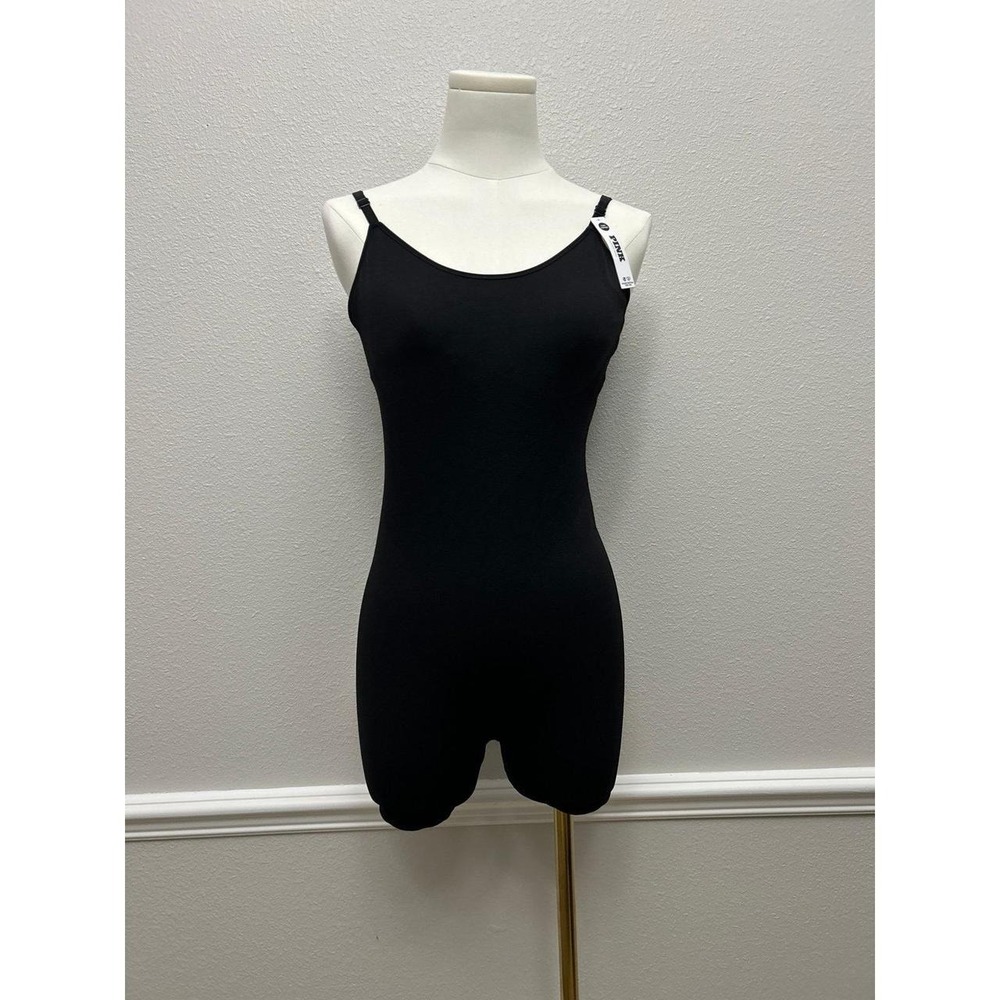 NWT Victoria's Secret PINK Seamless Romper Bodysuit Black Adjustable Straps L